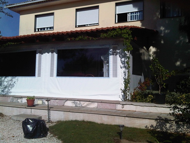 Toldo cortina para protegerse del frio y el viento